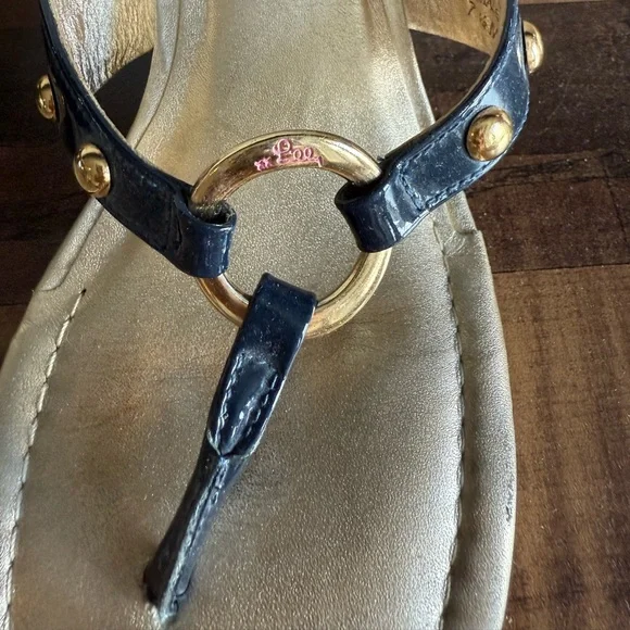 Lily Pulitzer Navy Patent Wedge Sandals✨ - Picture 3 of 8